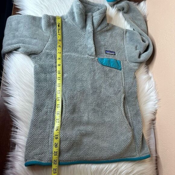 Patagonia Re-Tool Snap T Fleece Pullover Gray Teal Quarter Snap Kangaroo Pocket - Picture 8 of 13